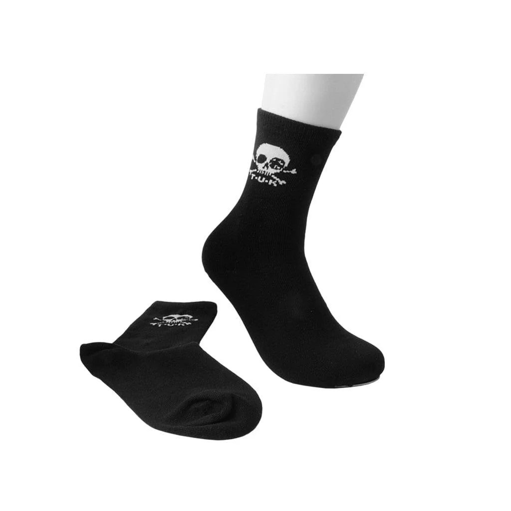 T.U.K. Crew Sock Black Skull Logo Womens - Image 4