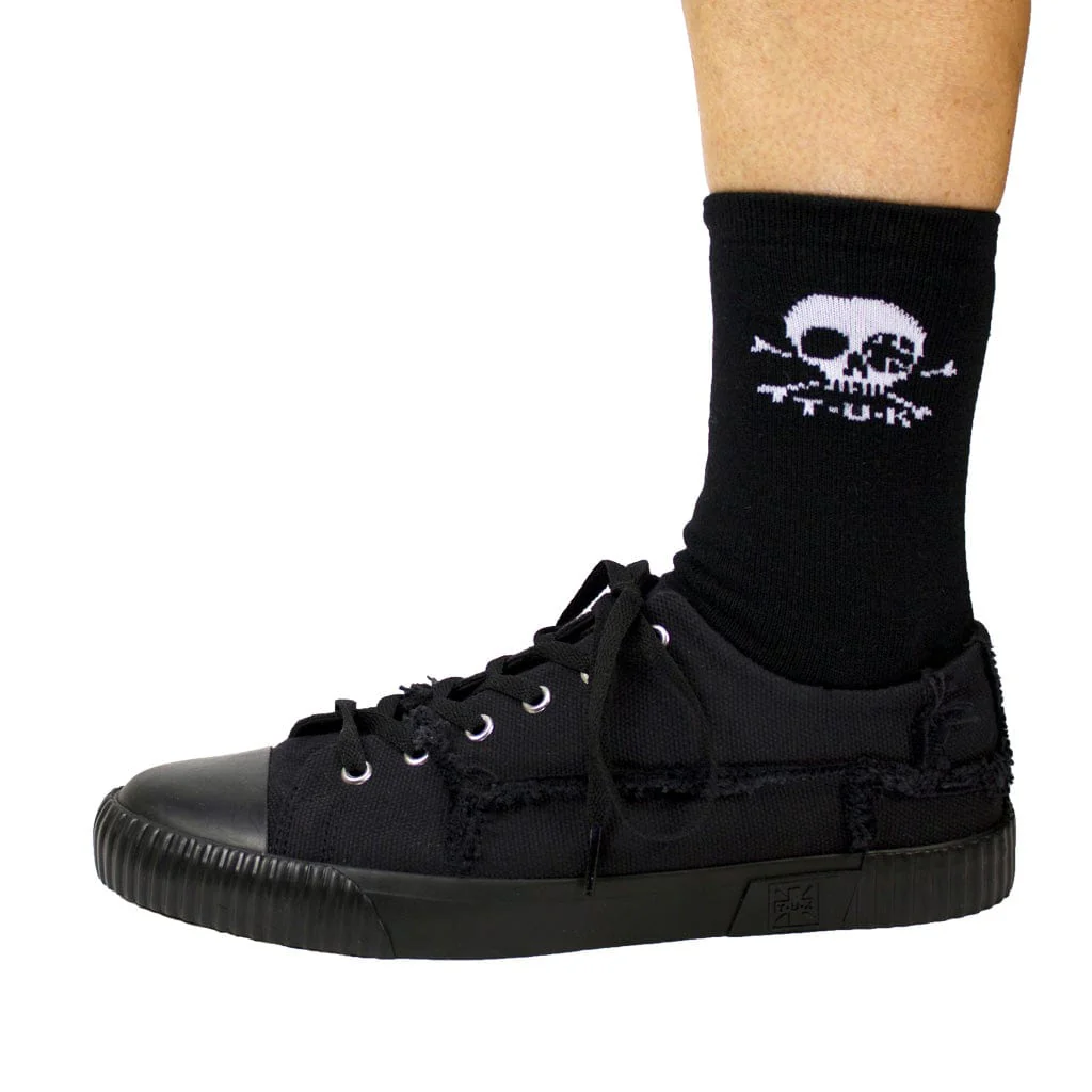T.U.K. Crew Sock Black Skull Logo Womens - Image 5